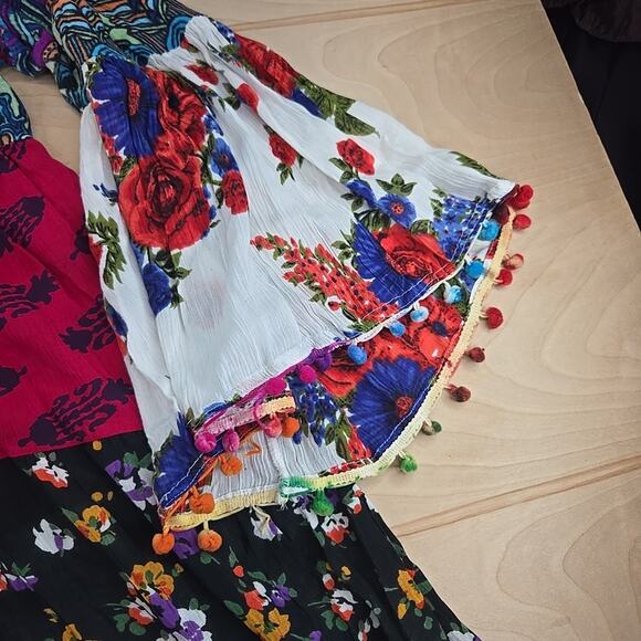 Anandas Boho Patchwork Tunic top Bell Sleeve Tassel Dress Women's Size XXL - Picture 11 of 11